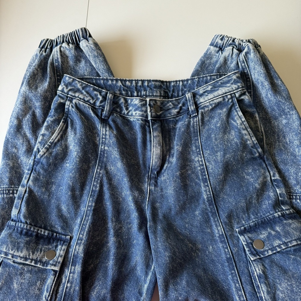 Future Collective Cargo Jeans Acid Wash Denim Pants Blue Women size 2